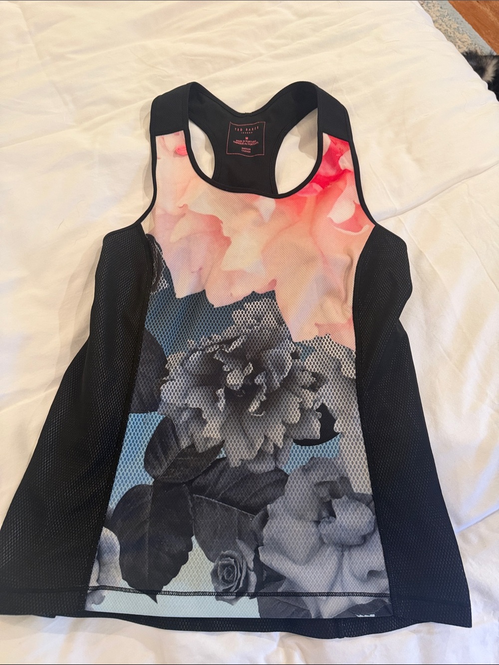 Ted Baker London Floral Racerback Tank Top — Black, Coral, Pink, Blue, Gray
